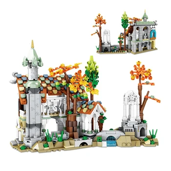 Креативный и интересный Осенний лесной замок, украшения для дома, Строительные блоки, Кирпичи, Игрушки, подарки