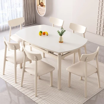 Круглые обеденные столы в скандинавском стиле, роскошные выдвижные столы для гостиной, современные обеденные столы, дизайн кухни, Мебель для дома Mesas Comedor SR50DT