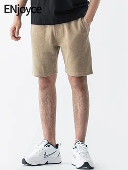 Летние мужские однотонные спортивные хлопчатобумажные шорты ENjoyce, мужские повседневные короткие брюки с эластичным поясом на открытом воздухе для ежедневного бега в тренажерном зале