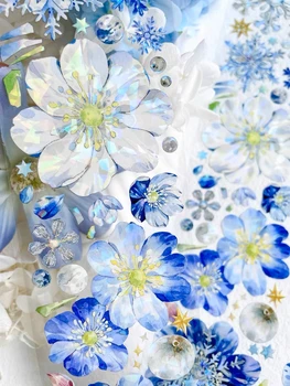Меню с 1 петлей Новая маленькая синяя блестящая ПЭТ-лента в цветочек