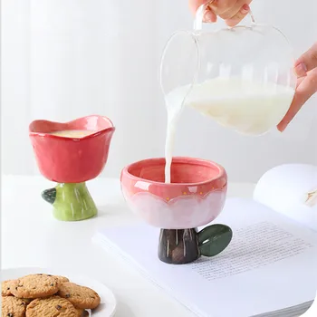 Милая керамическая кружка Cutelife Nordic с милым цветком, Кофейная чашка, Кружка для молока на завтрак, десерт, Кружка для питья, Многоразовые Креативные подарки для пары, Кружка