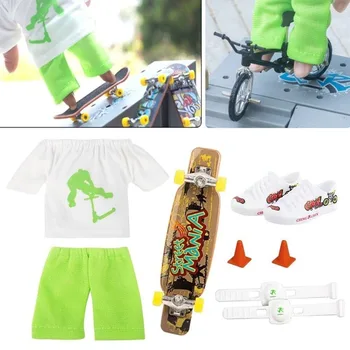 Мини-скутер для пальцев, маленький скейтборд для пальцев со штанами и обувью, комплект одежды