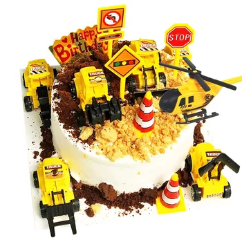 Мини-строительные машины Украшения торта Экскаватор Бульдозер Инженерный автомобиль Декор для детского дня рождения