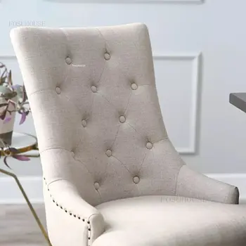 Минималистичные обеденные стулья из массива дерева Мебель из Скандинавской ткани Со спинкой Обеденный стул Одноместный Обеденный стул Фланелевая Мягкая подушка B