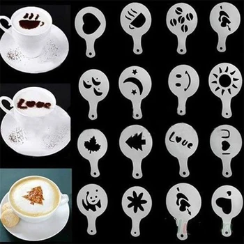 Модель для печати кофе, Кофейные трафареты, инструмент для распыления кофе, Художественная ручка для латте, кофейный декор, Кофейный рисунок, Кофейная посуда
