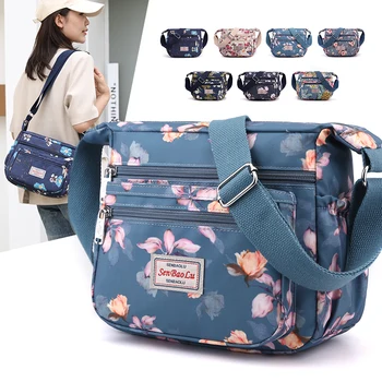 Модная женская сумка с цветочным узором, высококачественная нейлоновая женская сумка через плечо, красивая стильная сумка для девочек, сумка для покупок с несколькими карманами