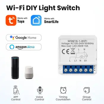 Модуль интеллектуального выключателя света Tuya WiFi Zigbee, без нейтрального провода, 2 способа управления, мини-выключатель своими руками, работает для Alexa, Google Home