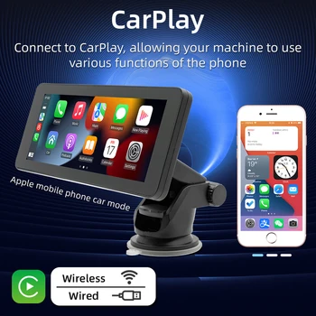 Мультимедийный плеер 6,86-дюймовый Автомобильный Радиоприемник Беспроводной Carplay Android Auto, совместимый с Bluetooth, Mirrorlink FM-Радио HD Встроенный Динамик