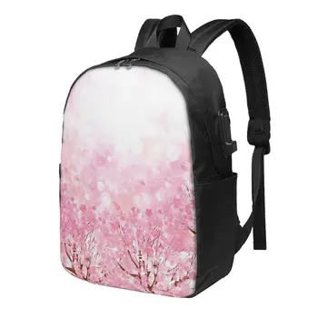 Мультяшные вишневые деревья Классический базовый холщовый школьный рюкзак Повседневный рюкзак Офисный рюкзак для мужчин женщин