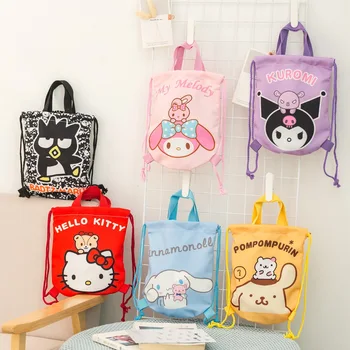 Мультяшные холщовые сумки Sanrio Hellokitty Kawaii Аниме-сумки Портативная многоразовая сумка для покупок Милый детский рюкзак с карманами для тотализатора