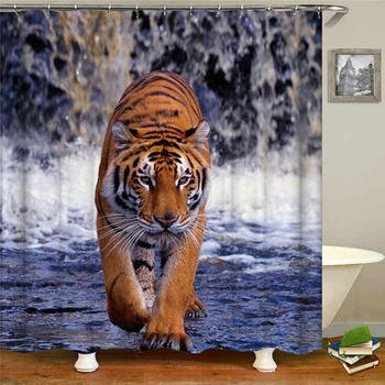 Набор занавесок для душа Northeast Tiger Серия Wild Animal Fun Шторы для декора ванной комнаты из водонепроницаемой ткани, Декоры для ванн, Ширмы для ванн