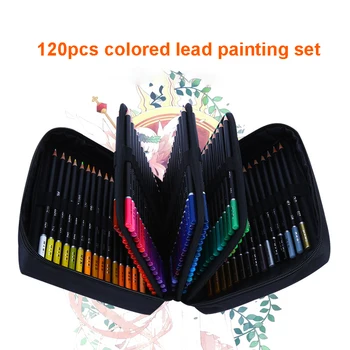 Набор цветных карандашей 72/120, профессиональный набор для рисования с пеналом, точилка, набор для рисования, принадлежности для начинающих