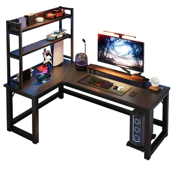Настольный киберспортивный стол Современная простота Компьютерный стол Угловой Дугообразный Многослойный стеллаж Мебель для спальни пластинчатого типа