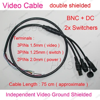 Независимый экранированный кабель для видеосъемки с заземлением, 2 переключателя режимов видеосъемки, 3 контакта (1,5 мм) + 3 контакта (1,25 мм) + 2 контакта (2,0 мм)