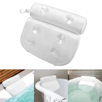 Нескользящая подушка для гидромассажной ванны с 3D воздухопроницаемой сеткой, подушка для подголовника для ванны с присоской, подушка для поддержки головы и шеи в ванне