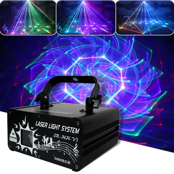 Новый 2 Вт RGB 3D сканер растрового луча сценический лазерный проектор DJ диско-бар Клубная вечеринка Танцевальная свадьба Рождественский эффект шоу лампа DMX512