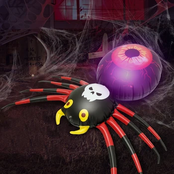 Новый надувной паук на Хэллоуин, экологически чистый надувной паук, украшение со светом, многоразовый надувной паук с дистанционным управлением