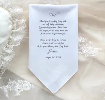Носовой платок отцу Невесты от Невесты, свадебный носовой платок от дочери, Подарок отцу невесты от невесты, подарок папе