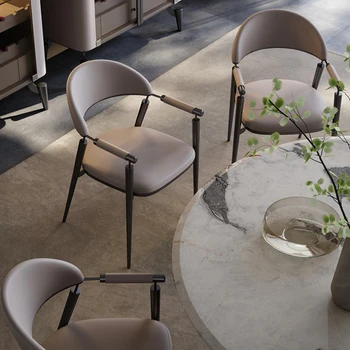 Обеденные стулья современного дизайна, Минималистичная кожаная столовая, Роскошные обеденные стулья для представительской террасы, Мебель для дома Silla Comedor