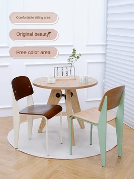 Обеденный стул из массива дерева в скандинавском стиле с металлической спинкой в стиле Ретро, Натуральный Удобный Бытовой Стандартный стул, мебель для столовой