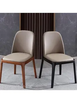 Обеденный стул из массива дерева в скандинавском стиле, простой дизайн, Мягкая упаковка, кожаное кресло для кафе, ресторана, отеля, дома, для взрослых со спинкой