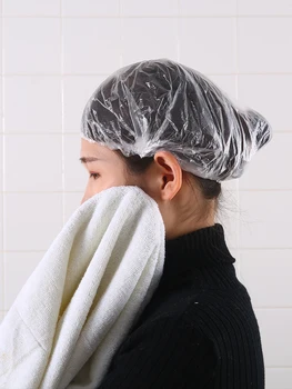 Одноразовая шапочка для душа, женский водонепроницаемый головной убор, ванна, душ, Окрашивание волос для взрослых, Утолщенные кухонные колпачки для коксования, чехол для волос