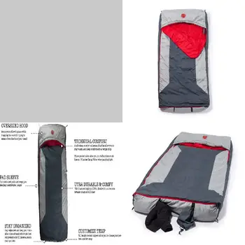Очаровательный многофункциональный спальный мешок-мумия с капюшоном на многослойном пуху 10F/-12.2C для пеших прогулок и кемпинга на открытом воздухе.