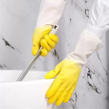 Перчатки для чистки Кухонные инструменты для уборки по дому Желтый / вишневый порошок / яблочно-зеленый Кухонные инструменты для мытья посуды Перчатки для дома