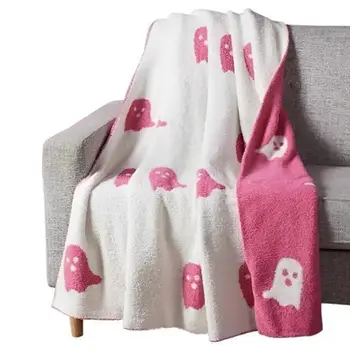 Популярное розовое одеяло с привидениями на Хэллоуин, фланелевое, мягкое на все сезоны, Кавайное плюшевое милое покрывало для спальни