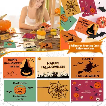 Пригласительные открытки на Хэллоуин с паутиной из тыквы, открытки для заметок на Хэллоуин с конвертами и наклейками на Хэллоуин, Счастливый Хэллоуин