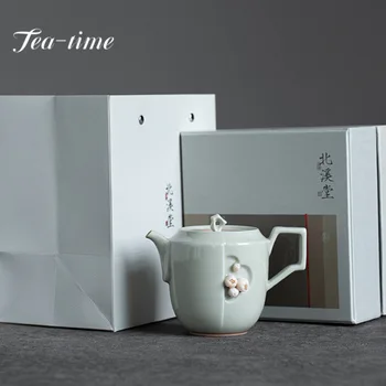 Ретро Ледяной столик Керамический чайник с Серой Глазурью Цветочный Горшок ручной работы Бытовой Креативный Чайник для приготовления чая Коллекция китайских чайных сервизов