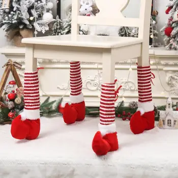 Рождественский чехол для ножек мебели, чехлы для ножек праздничного стола, Очаровательные носки с изображением Санта-Клауса, Защитные ножки для стульев на Рождество