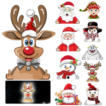Рождественское украшение автомобиля, Светоотражающая Рождественская наклейка Санта-Клауса для безопасности ночного вождения автомобиля, наклейка на авто, Забавный Снеговик, Северный олень