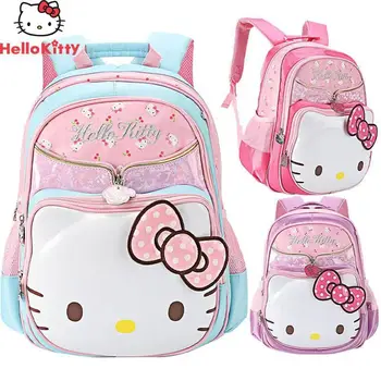 Рюкзак для начальной школы Hello Kitty Sanrio Большой емкости, облегчающий нагрузку, защита позвоночника, школьная сумка для студентов