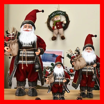 Санта Клаус Плюшевые куклы Персонажи Рождественские Детские Игрушки Подарки для вечеринки по случаю Дня Рождения Украшение стола Домашнее Рождественское Украшение 2022
