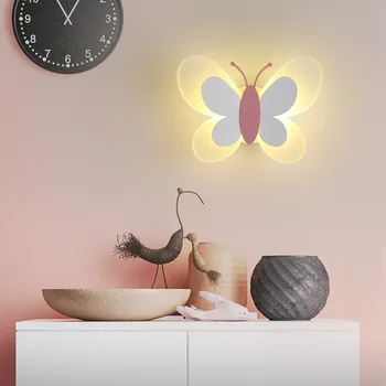 Светодиодная прикроватная лампа для спальни с регулируемым углом наклона, Простая настенная декоративная лампа для гостиной, настенный светильник с бабочкой для детской комнаты