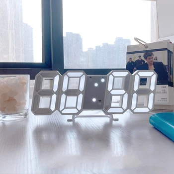 Светодиодные Цифровые Часы Будильник 3D Будильник Подвесные Часы Повтор Настольные Часы Календарь Термометр Электронные Цифровые Часы