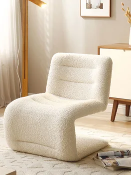 Скандинавский односпальный диван-кресло, Плюшевая мебель из ягненка, Роскошная Домашняя гостиная, Дизайн кресла для отдыха, Балконный Раскладной диван, Стулья со спинками