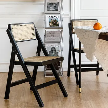 Современные обеденные стулья из ротанга, Французские Складные Обеденные стулья из массива дерева, Уличные Удобные кресла для сидения со спинкой, мебель для дома