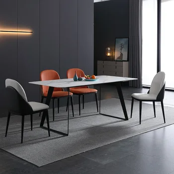 Современный минималистский бытовой прибор минималистская прямоугольная каменная плита обеденный стол и стул в сочетании