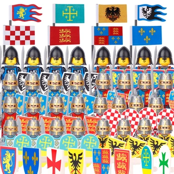 Средневековый набор MOC Rome Строительные блоки Lion Knight Jerusalem Soliders Исторические Кирпичи Флаг Военные Щиты Совместимые игрушки для детей