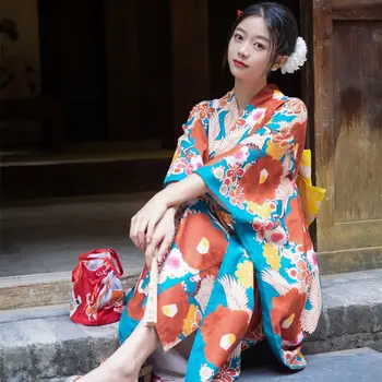 Традиционное японское платье-кимоно, Винтажные женские Кимоно-юката, платье-халат, Элегантные костюмы Гейши для косплея, Милые вечерние платья