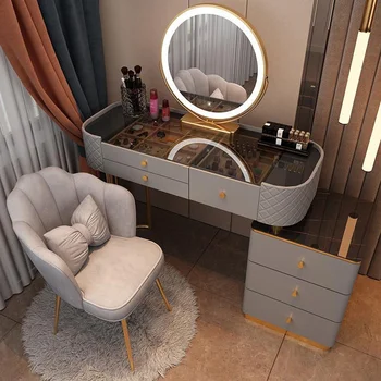 Туалетный столик, современный туалетный столик, Светодиодный Mirros, Туалетный столик для спальни, косметический столик с зеркальной мебелью