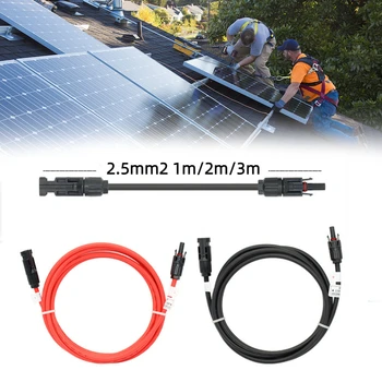 удлинительный кабель Солнечной энергии 1м/2м/3м 2,5 мм2/14AWG Черный/Красный с СОЛНЕЧНЫМ Разъемом ПОСТОЯННОГО тока 1000 В, Используемым в Системе солнечных панелей
