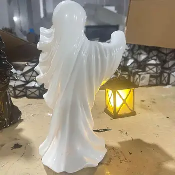 Уличный светильник Witch, уникальная статуя ведьмы из смолы, Посланник Ада, Безликая скульптура призрака с фонарем, Винтажный Хэллоуин для сада