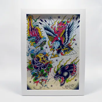 Уникальный художественный плакат с тату-дизайном, голографические виниловые наклейки - Украсьте свою тату-студию настенной росписью для струйной печати формата А5