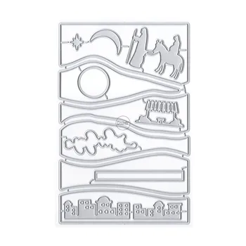Фон DzIxY Moon Hill Штампы для резки металла для изготовления открыток Наборы штампов для тиснения бумаги Альбомные поделки 2023 Шаблоны Трафареты