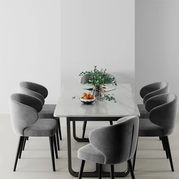 Черные Красивые Обеденные стулья Современный Металл Искусственная кожа Современные Обеденные стулья Скандинавская Европейская мебель для дома Silla Comedor