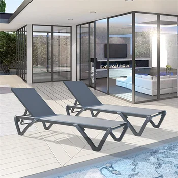 Шезлонг на открытом воздухе, алюминиево-полипропиленовый стул с регулируемой спинкой, Кресло для загара у бассейна для пляжа, двора, балкона