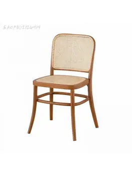 № 811 стул ретро из цельного дерева бытовой средневековый скандинавский обеденный стул со спинкой из ротанга, бревенчатый письменный стул